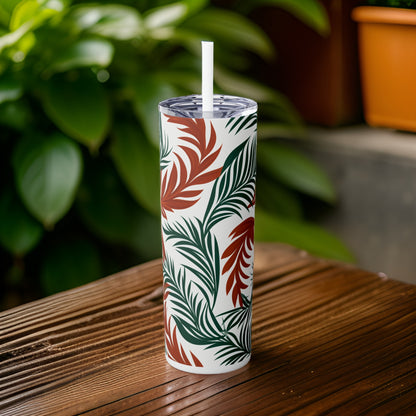 Nature's Pallete 20oz Stainless Steel Skinny Tumbler with Lid & Straw Color White - Dyborn Designs