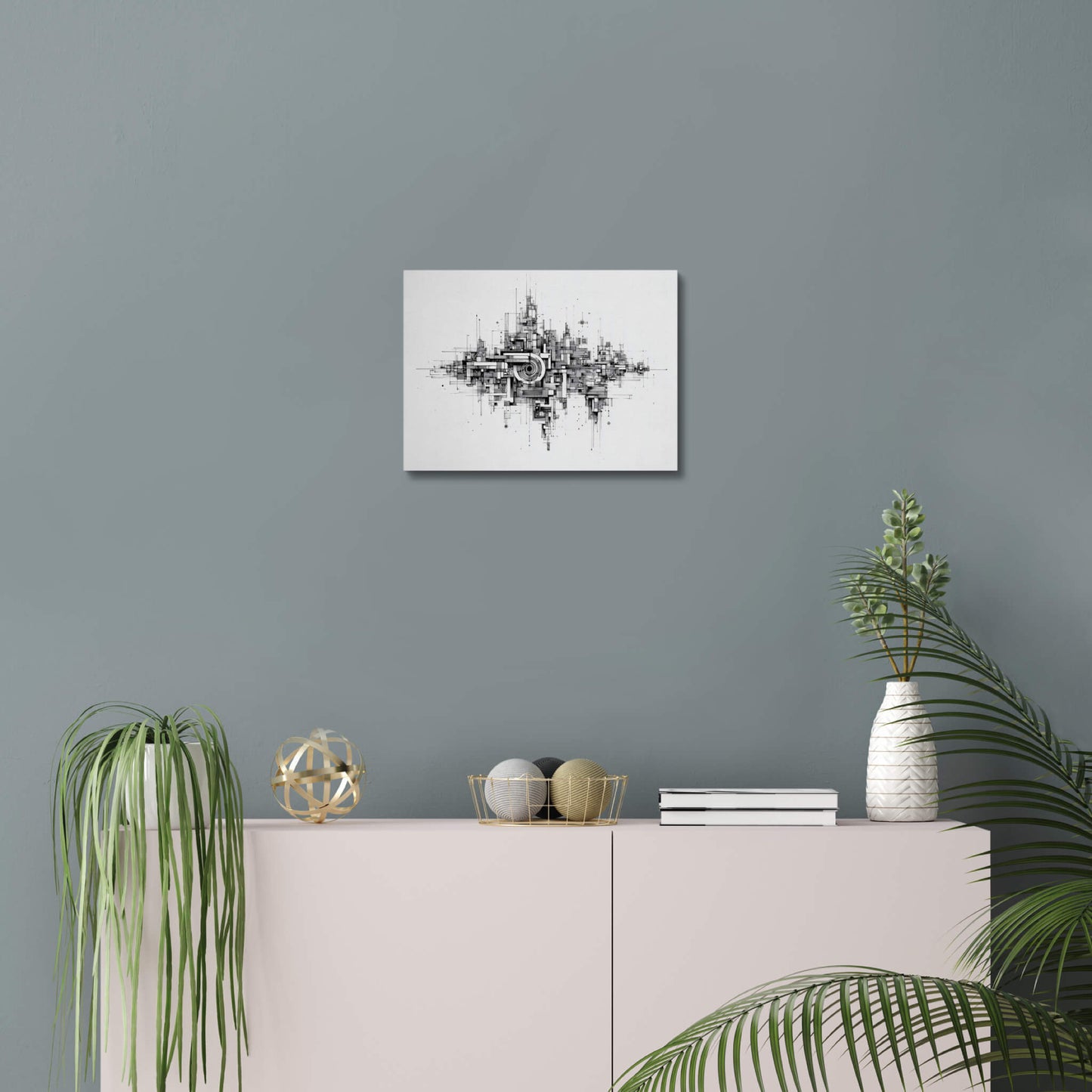 Negative Order - Modern Minimalist Acrylic Wall Art - 14 x 11 Inch - Blue Mock Up - Dyborn Designs