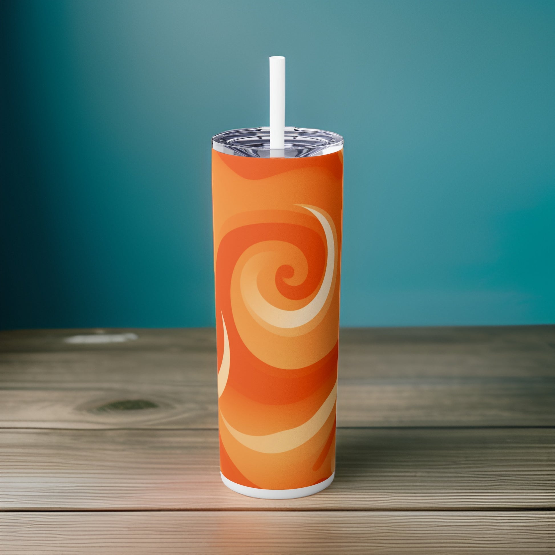 Orange Creamsicle 20oz Stainless Steel Skinny Tumbler with Lid & Straw Color White - Dyborn Designs