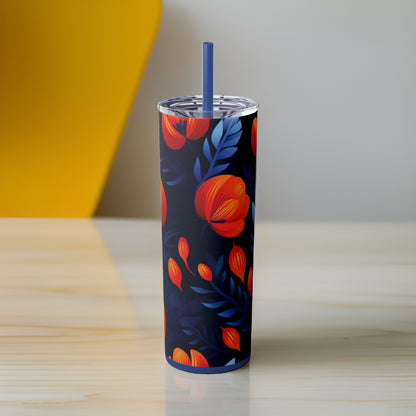 Orange Prince 20oz Stainless Steel Skinny Tumbler with Lid & Straw Color Nautical Blue - Dyborn Designs