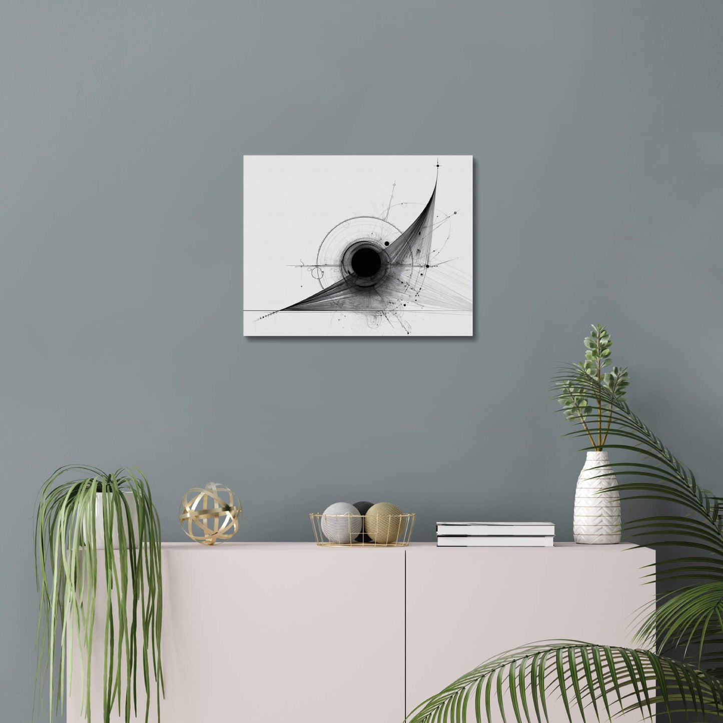 Orbital Logic - Modern Minimalist Acrylic Wall Art - 20 x 16 Inch - Blue Mock Up - Dyborn Designs