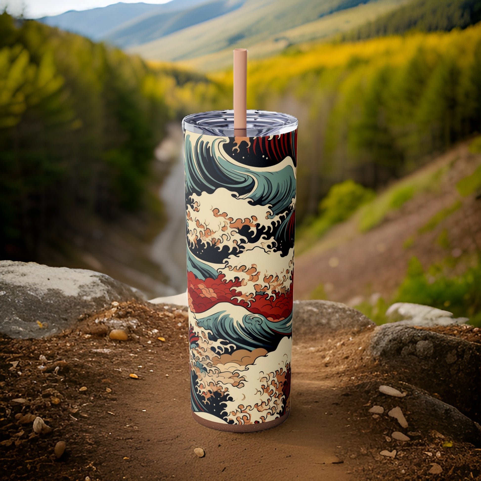 Raging Waters 20oz Stainless Steel Skinny Tumbler with Lid & Straw Color Rosegold - Dyborn Designs