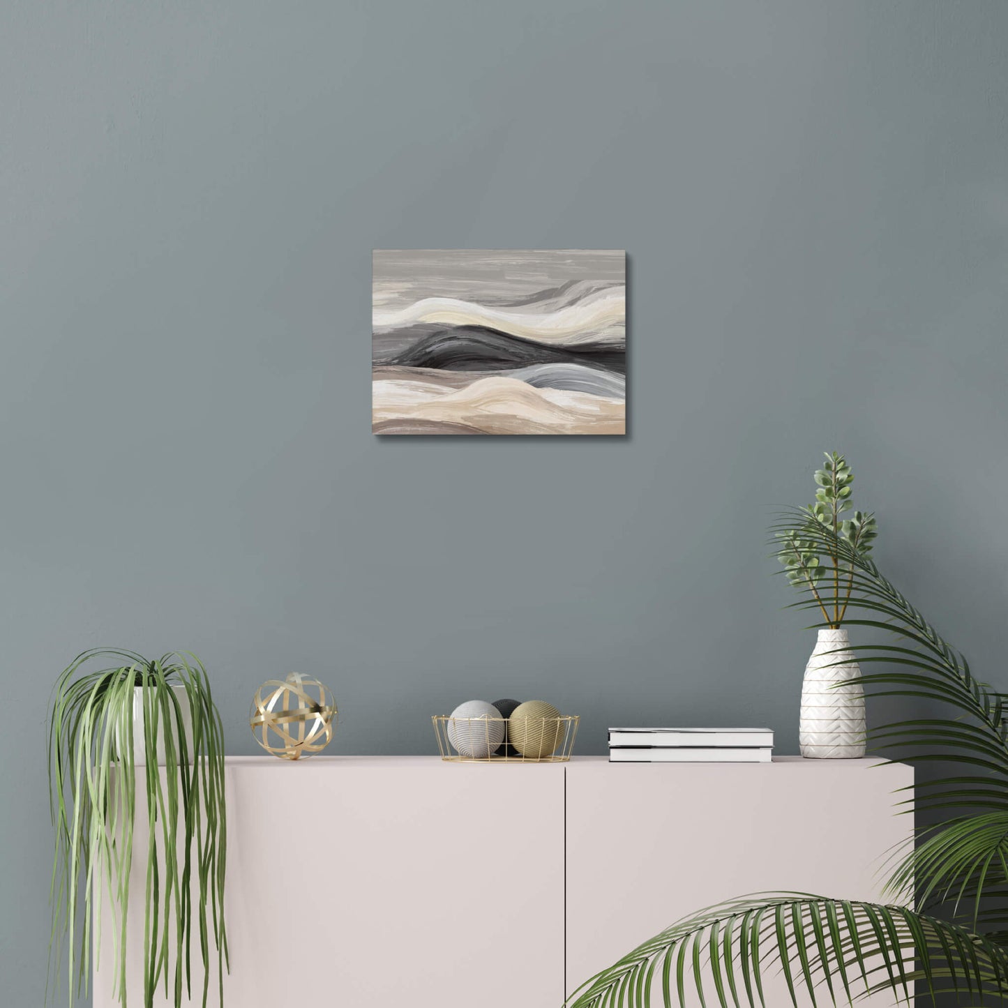 Sanded Mirage - Modern Minimalist Acrylic Wall Art - 14 x 11 Inch - Blue Mock Up - Dyborn Designs