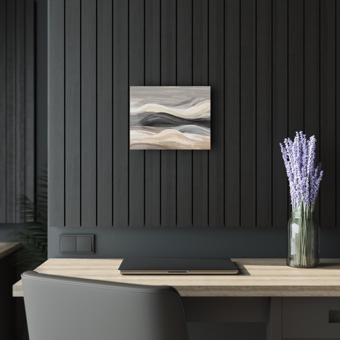 Sanded Mirage - Modern Minimalist Acrylic Wall Art - 14 x 11 Inch - Dark Mock Up - Dyborn Designs