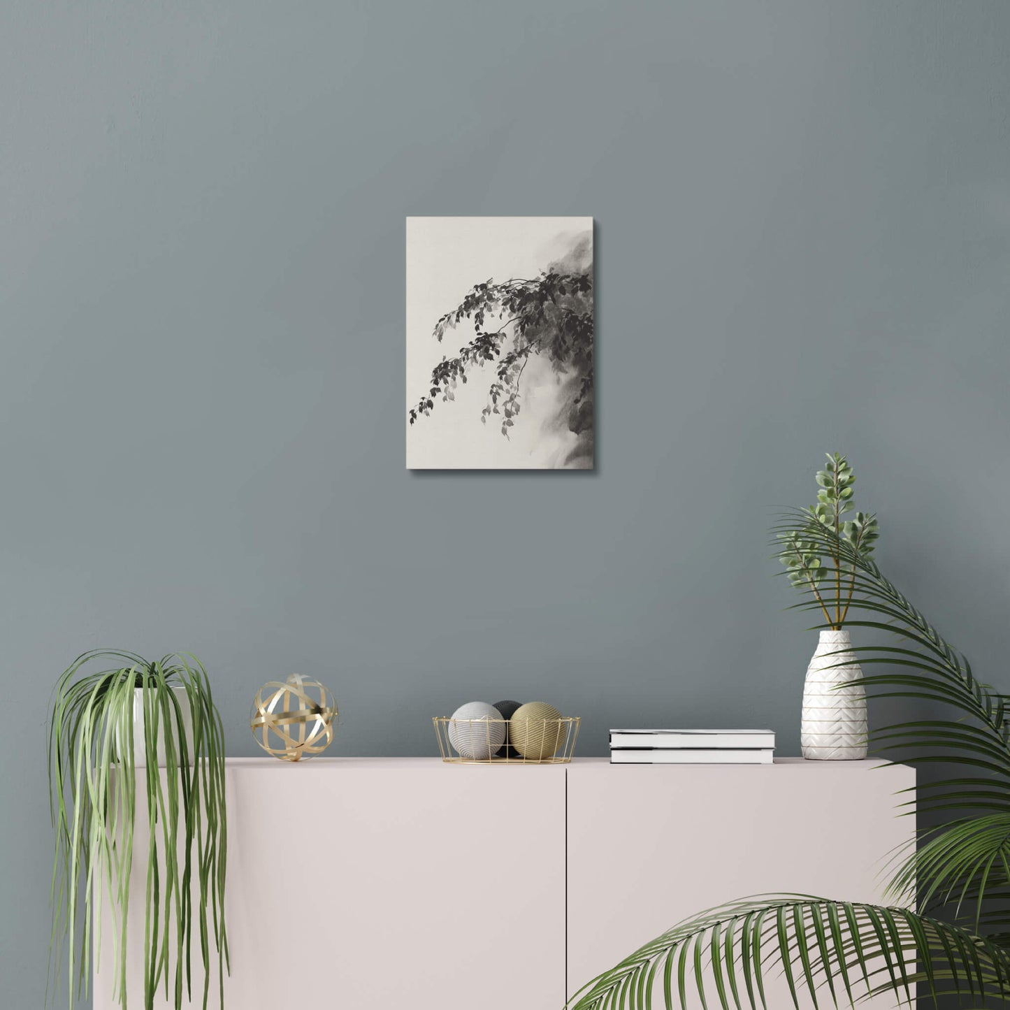 Shaded Leaves - Modern Minimalist Acrylic Wall Art - 11 x 14 Inch - Blue Mock Up - Dyborn Designs