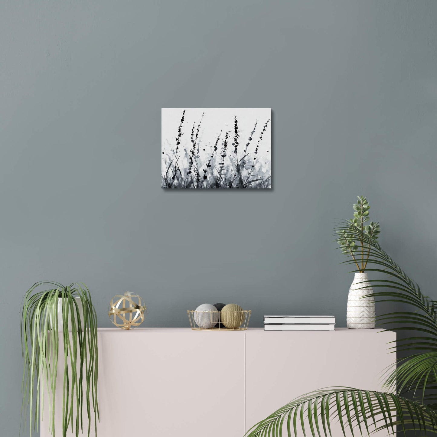 Silent Fields - Modern Minimalist Acrylic Wall Art - 14 x 11 Inch - Blue Mock Up - Dyborn Designs