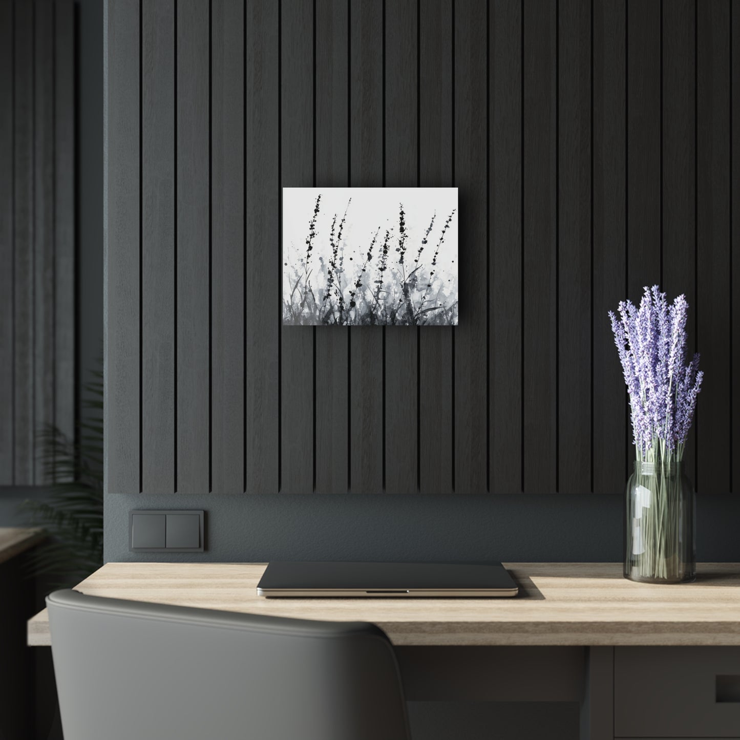 Silent Fields - Modern Minimalist Acrylic Wall Art - 14 x 11 Inch - Dark Mock Up - Dyborn Designs