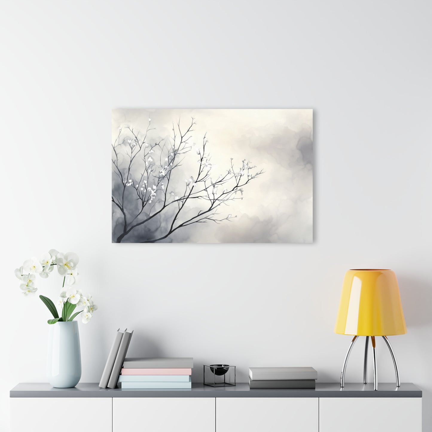 Snowlight Bloom - Modern Minimalist Acrylic Wall Art - 36 x 24 Inch - Light Mockup - Dyborn Designs