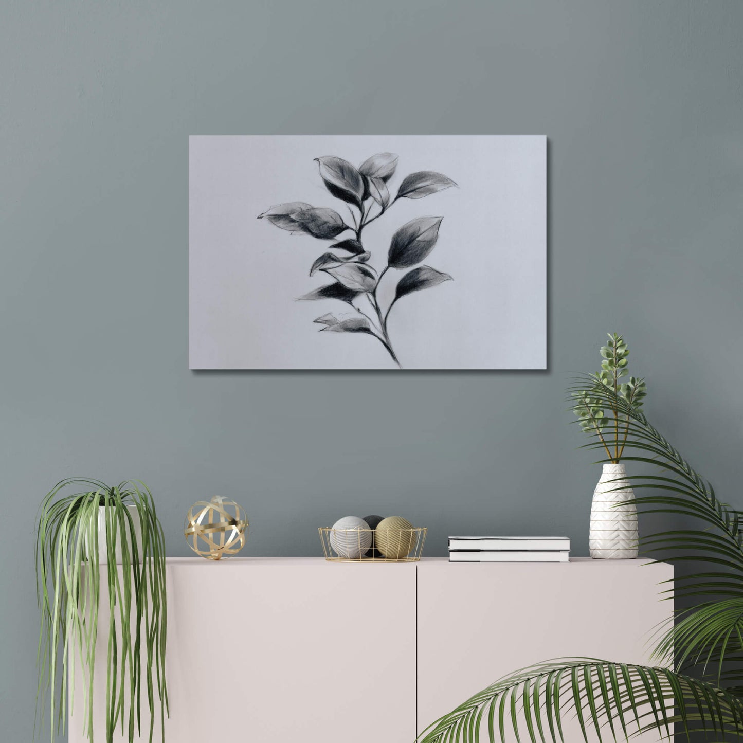 Subtle Growth - Modern Minimalist Acrylic Wall Art - 30 x 20 Inch - Blue Mock Up - Dyborn Designs