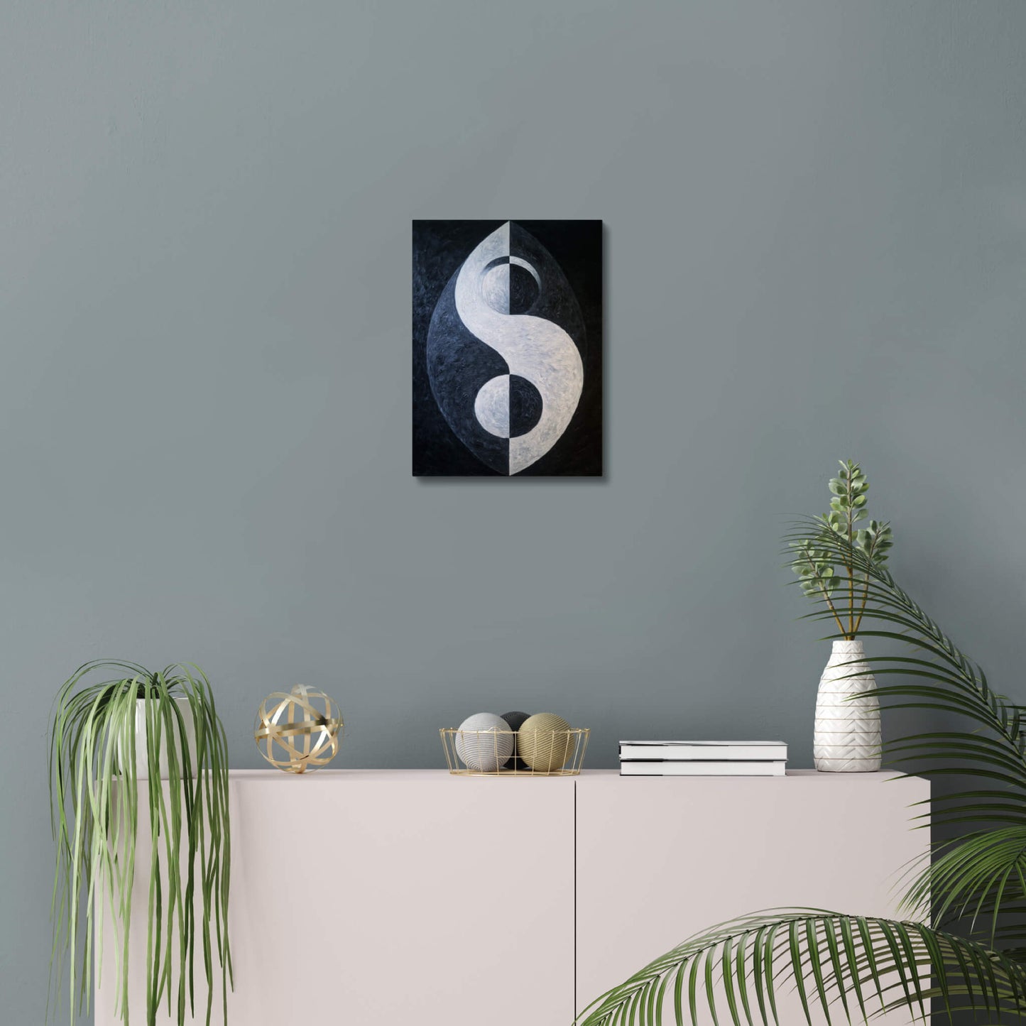 Symmetric Flow - Modern Minimalist Acrylic Wall Art - 11 x 14 Inch - Blue Mock Up - Dyborn Designs