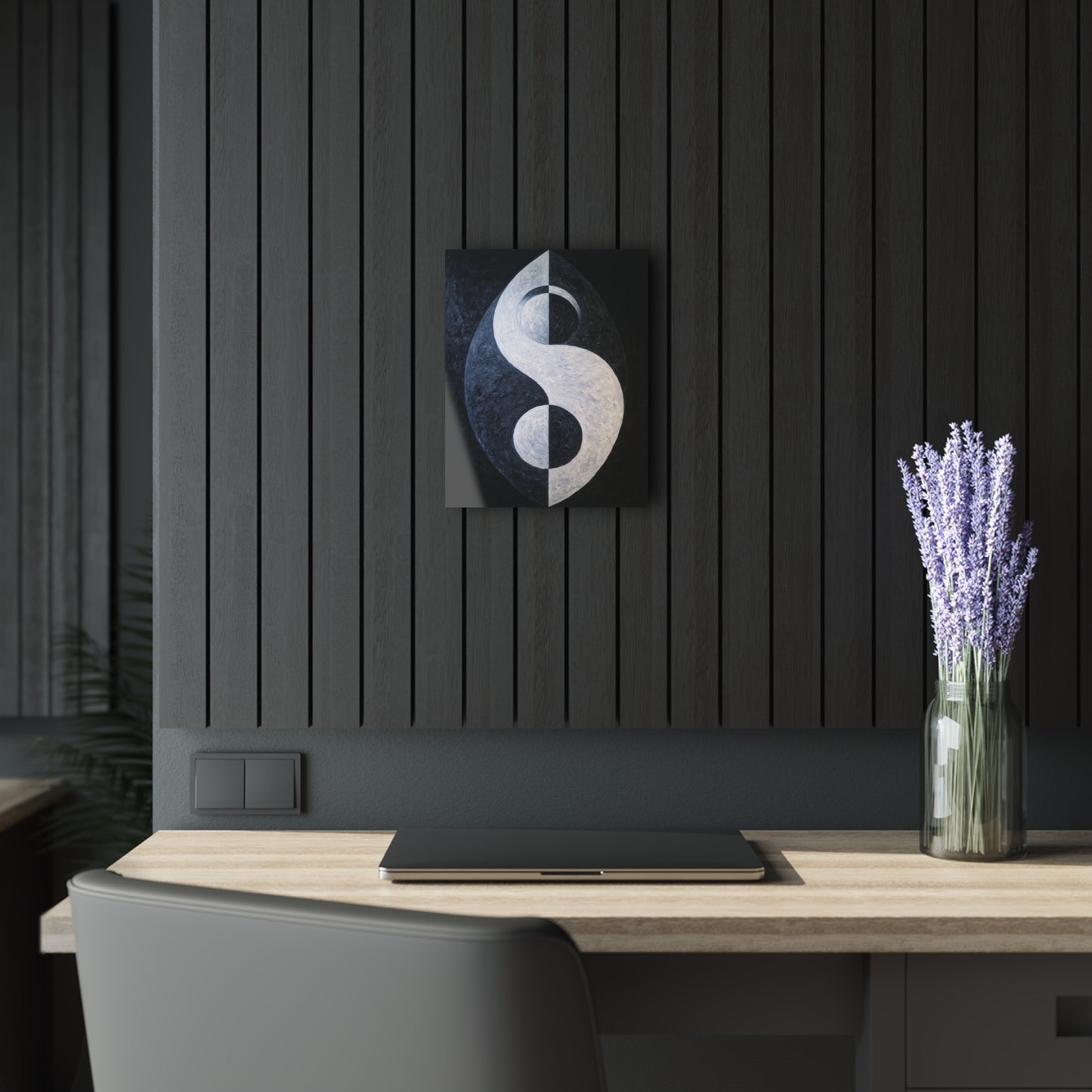 Symmetric Flow - Modern Minimalist Acrylic Wall Art - 11 x 14 Inch - Dark Mock Up - Dyborn Designs