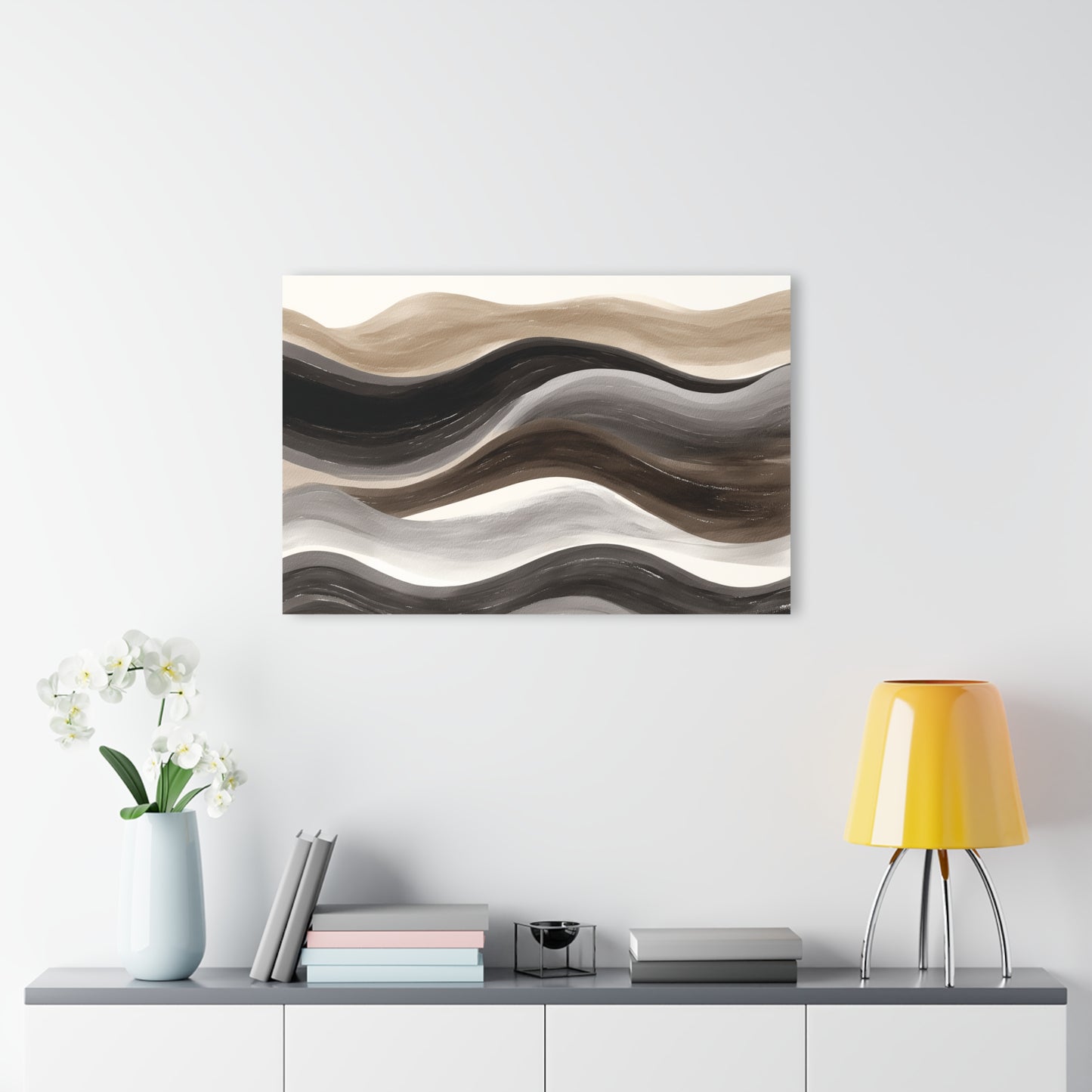 Umber Currents - Modern Minimalist Acrylic Wall Art - 36 x 24 Inch - Light Mock Up - Dyborn Designs