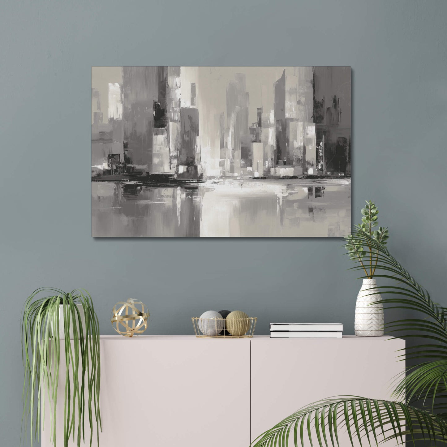 Urban Echoes - Modern Minimalist Acrylic Wall Art - 36 x 24 Inch - Blue Mock Up - Dyborn Designs