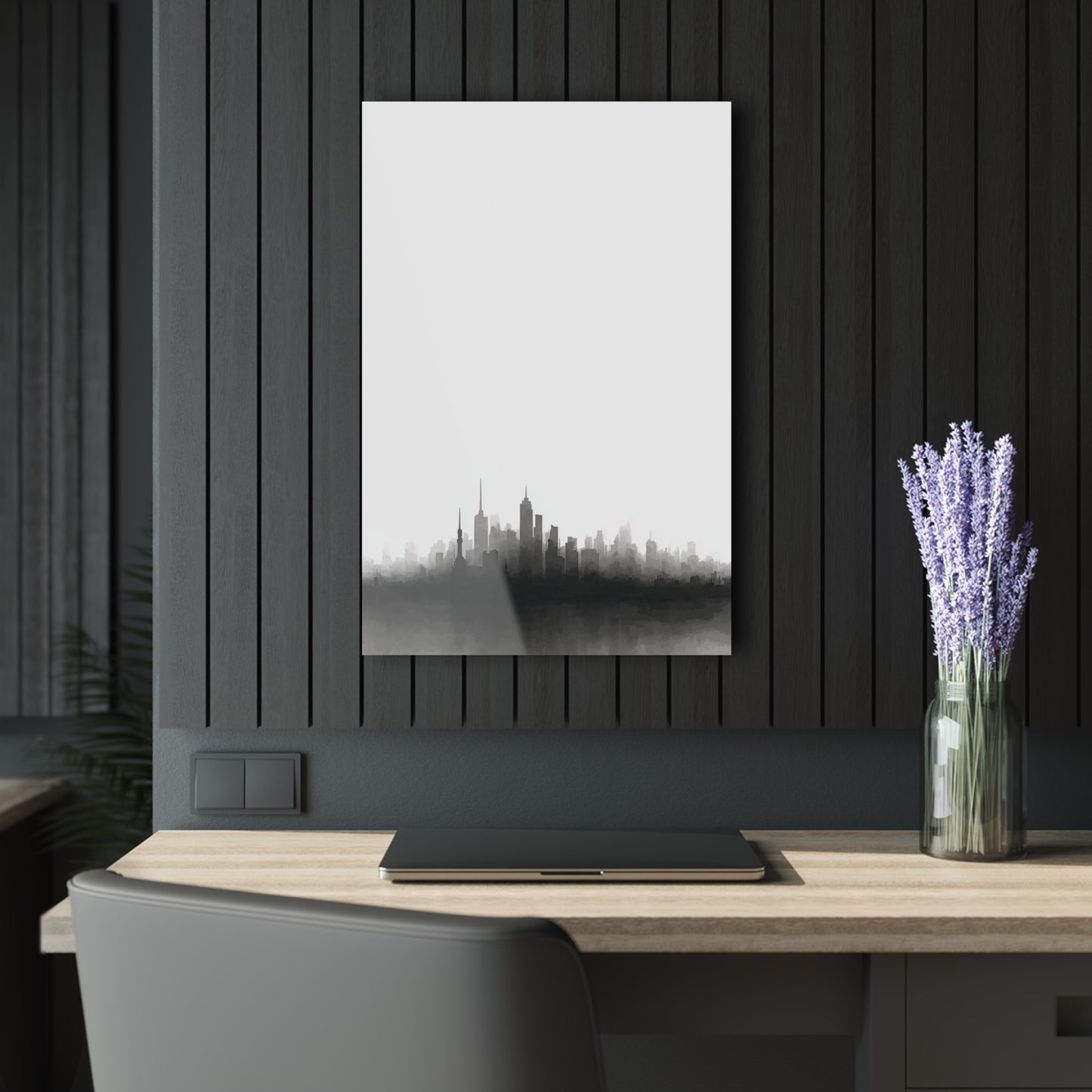 Urban Shadow - Modern Minimalist Acrylic Wall Art - 20 x 30 Inch - Dark Mock Up - Dyborn Designs