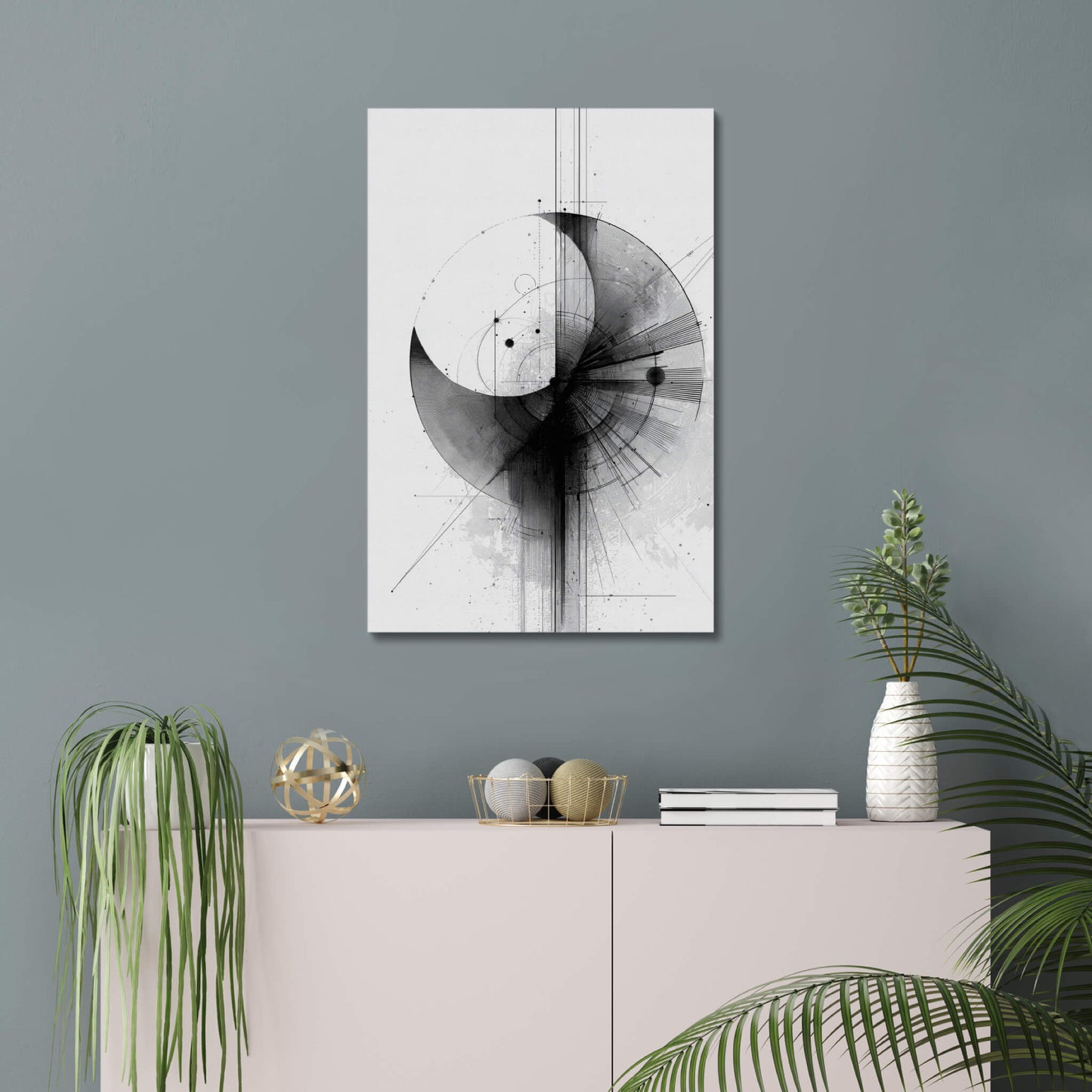 Vector Eclipse - Modern Minimalist Acrylic Wall Art - 20 x 30 Inch - Blue Mock Up - Dyborn Designs