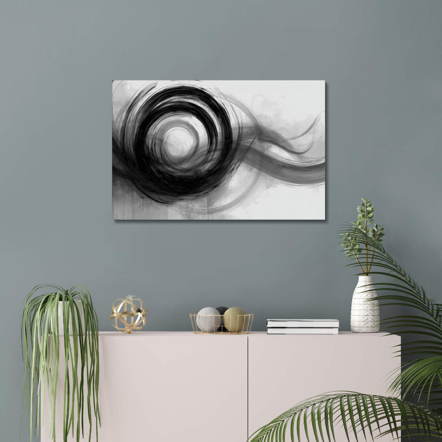 Veiled Motion - Modern Minimalist Acrylic Wall Art - 30 x 20 Inch - Blue Mock Up - Dyborn Designs