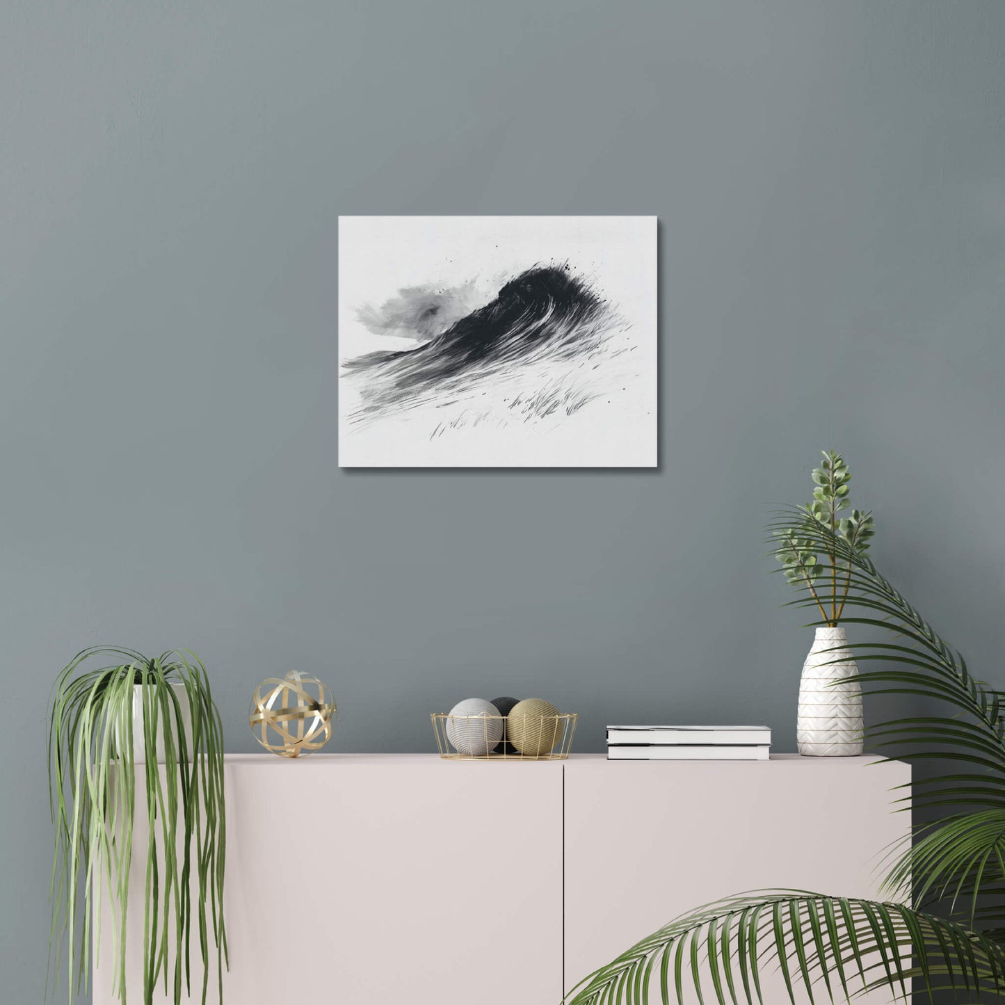 Wind-Swept Dune - Modern Minimalist Acrylic Wall Art - 20 x 16 Inch - Blue Mock Up - Dyborn Designs