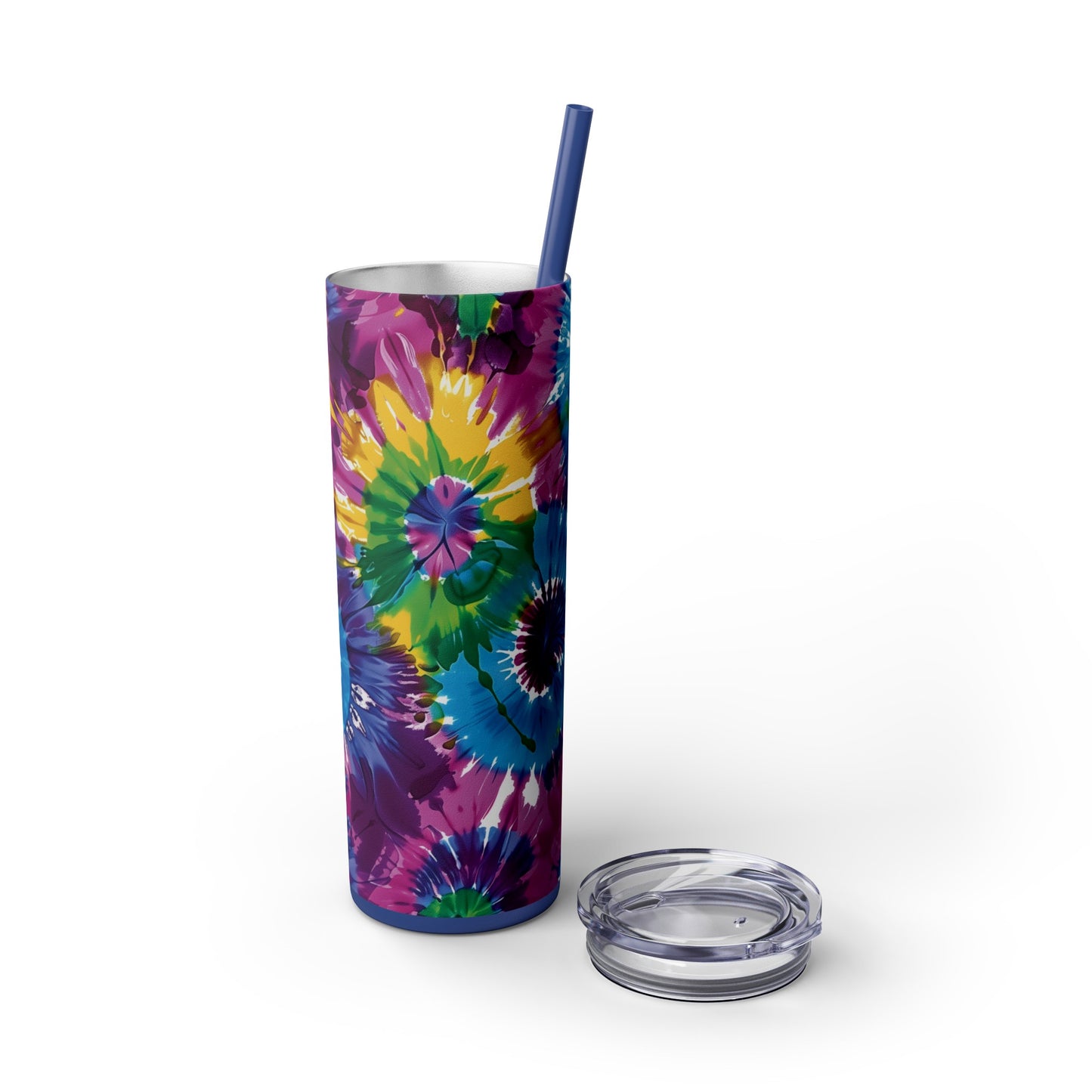 Tie-Dye Splash 20oz Insulated Stainless Steel Skinny Tumbler with Lid and Straw - Dyborn Designs