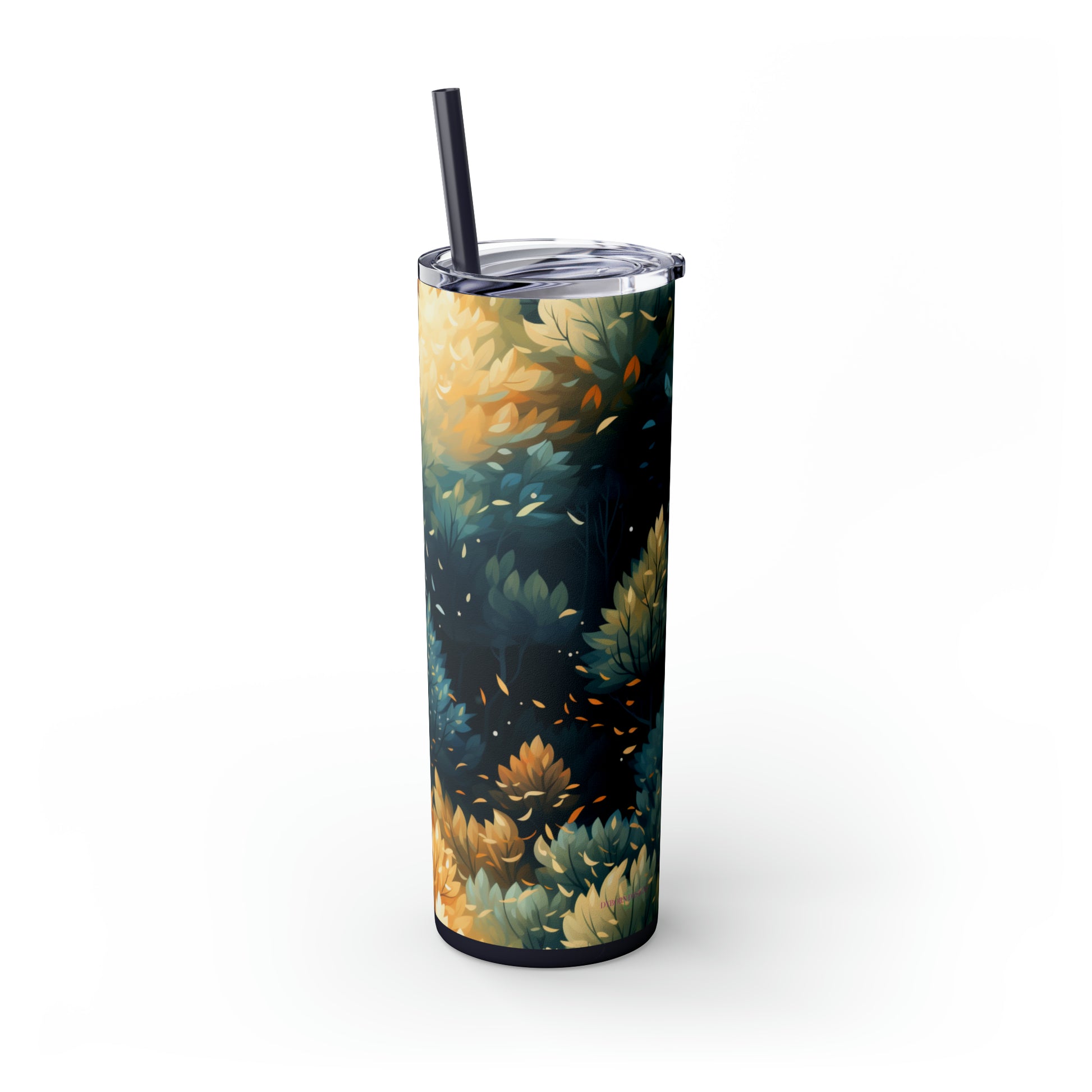 Autumn Sunset 20-Ounce Steel Skinny Tumbler with Lid and Straw - Dyborn Designs