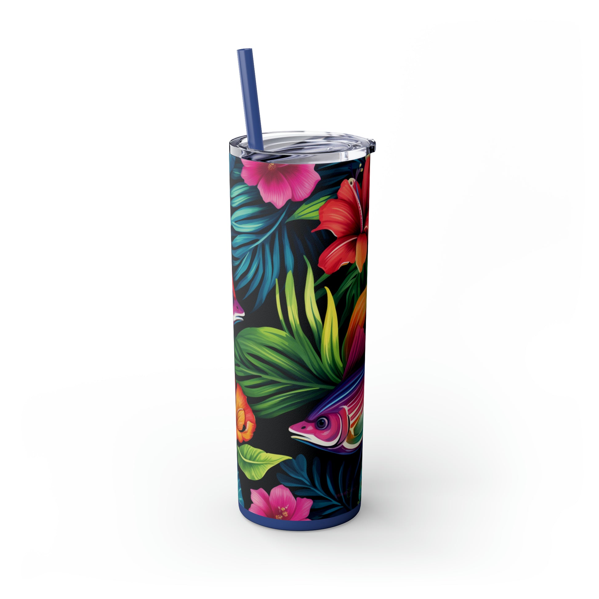 Tropical Vibes 20oz Insulated Stainless Steel Skinny Tumbler with Lid and Straw - Dyborn Designs