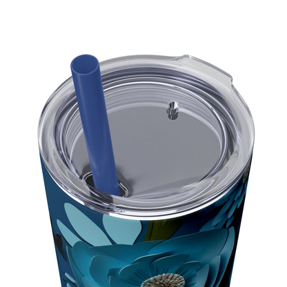 Paper Flowers 20oz Stainless Steel Skinny Tumbler with Lid & Straw - Dyborn Designs