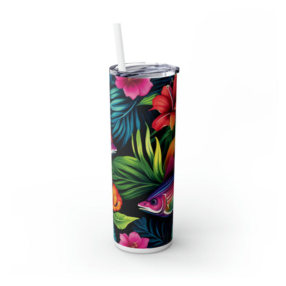 Tropical Vibes 20oz Insulated Stainless Steel Skinny Tumbler with Lid and Straw - Dyborn Designs