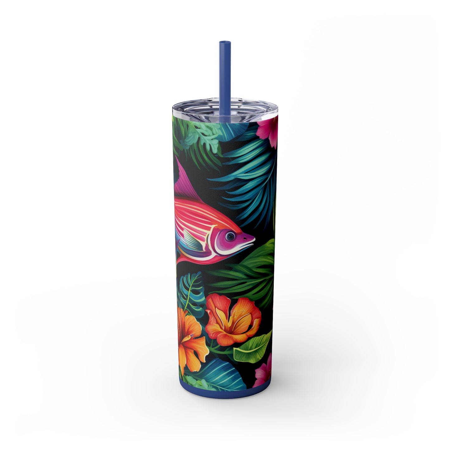 Tropical Vibes 20oz Insulated Stainless Steel Skinny Tumbler with Lid and Straw - Dyborn Designs