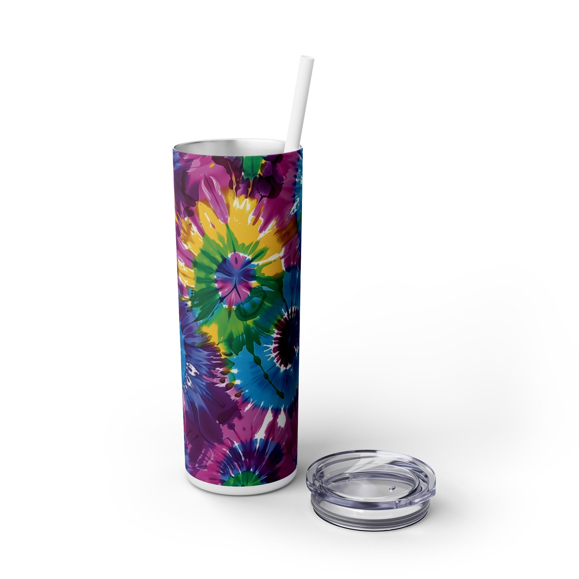 Tie-Dye Splash 20oz Insulated Stainless Steel Skinny Tumbler with Lid and Straw - Dyborn Designs