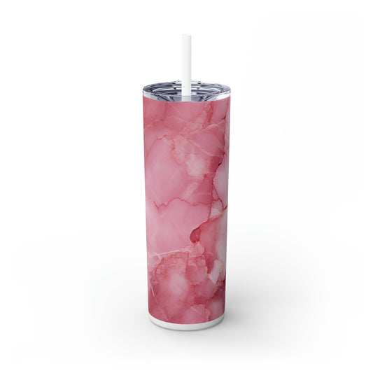 "Pink Marble" 20-Ounce Steel Skinny Tumbler with Lid and Straw - Dyborn Designs