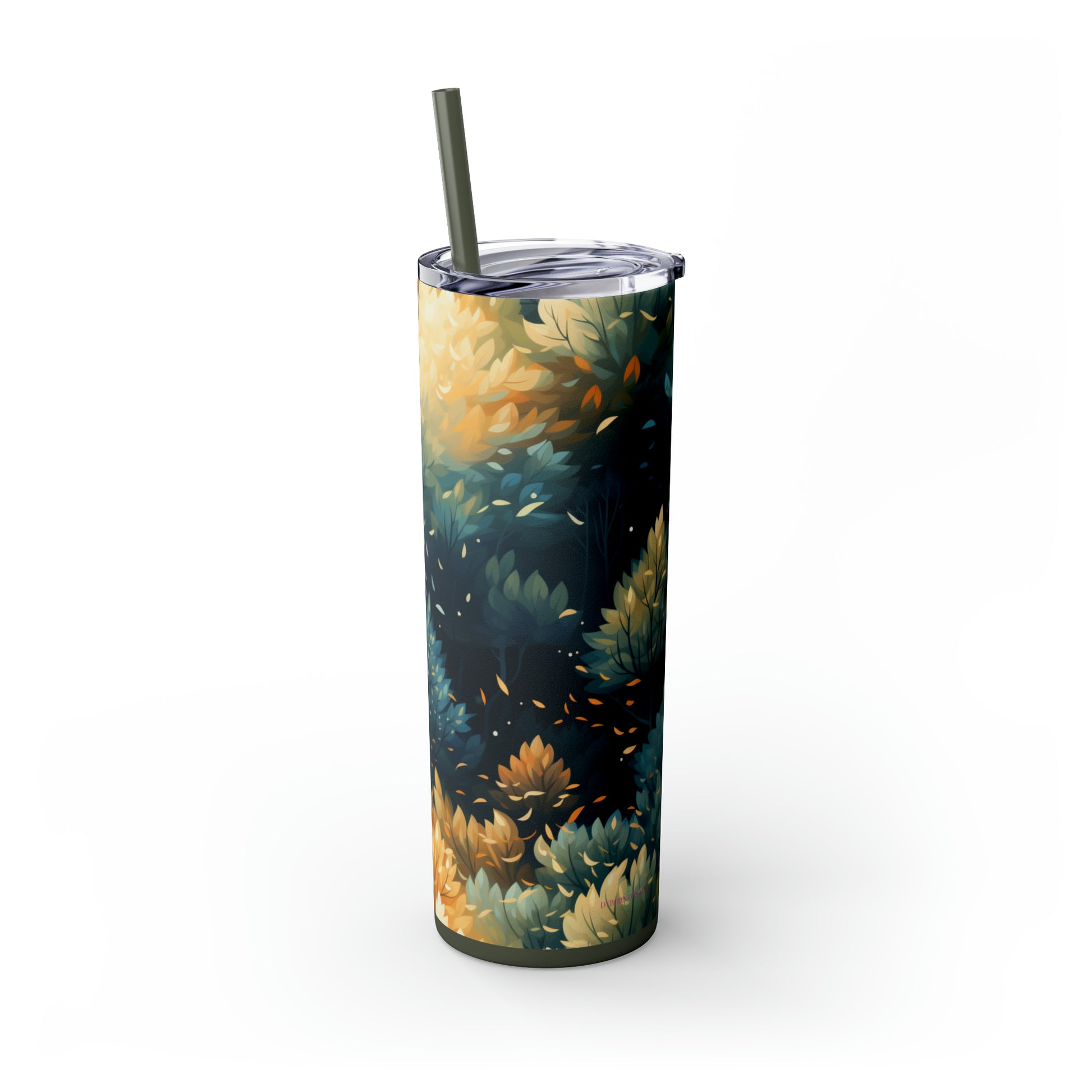 Autumn Sunset 20-Ounce Steel Skinny Tumbler with Lid and Straw - Dyborn Designs