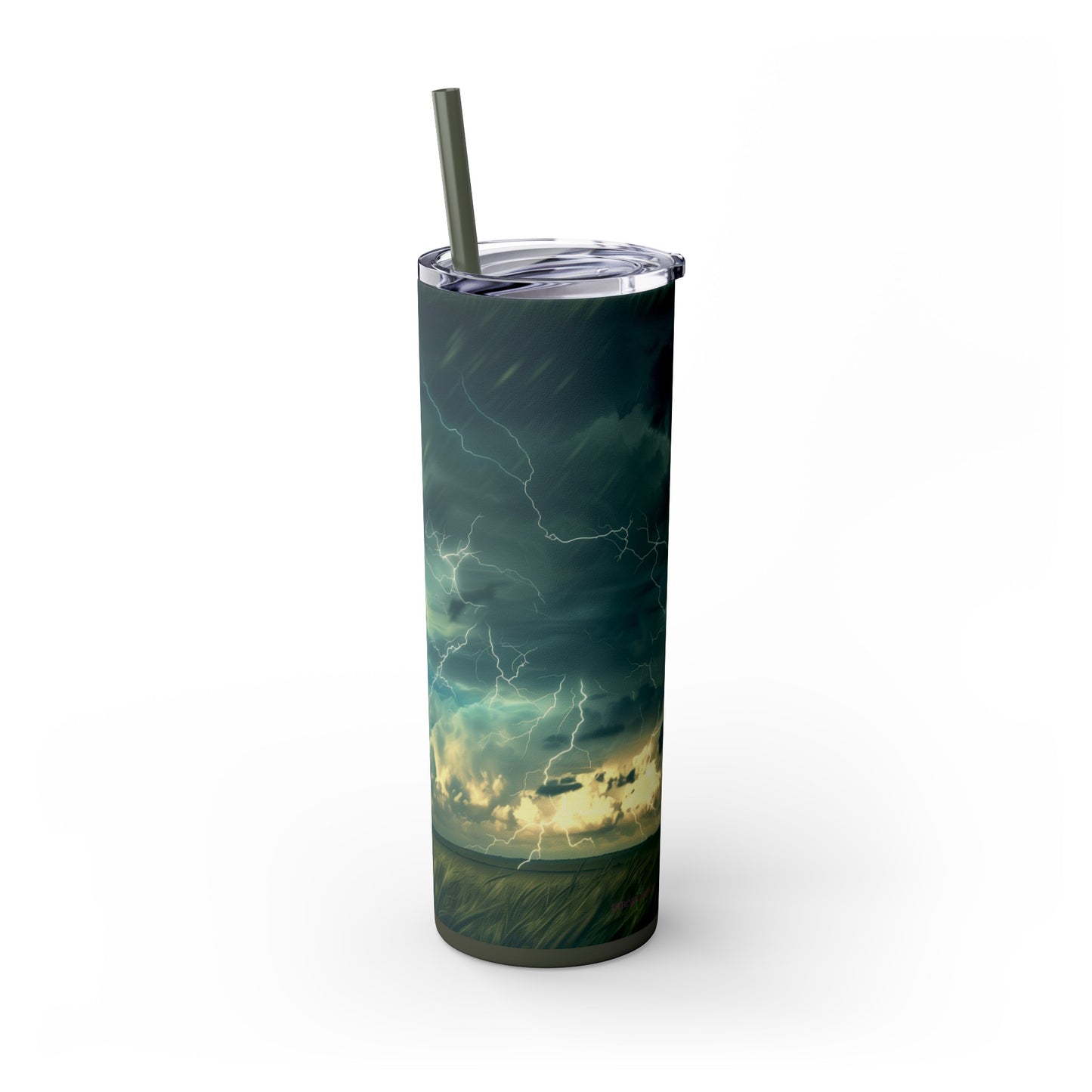 Lightning Storm 20oz Insulated Stainless Steel Skinny Tumbler with Lid and Straw - Dyborn Designs