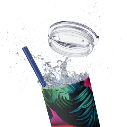 Tropical Vibes 20oz Insulated Stainless Steel Skinny Tumbler with Lid and Straw - Dyborn Designs