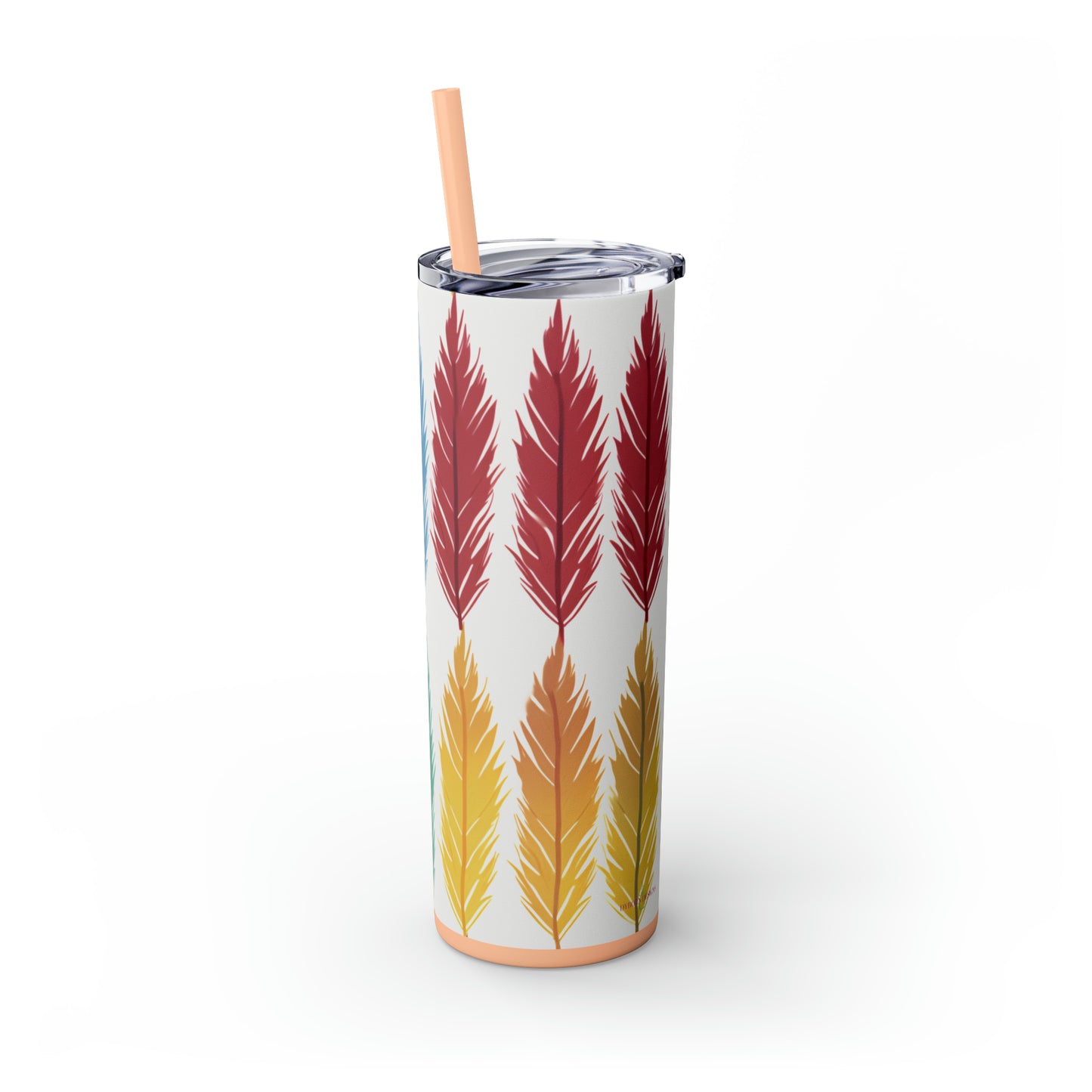 Feathered Harmony 20-Ounce Steel Skinny Tumbler with Lid and Straw - Dyborn Designs