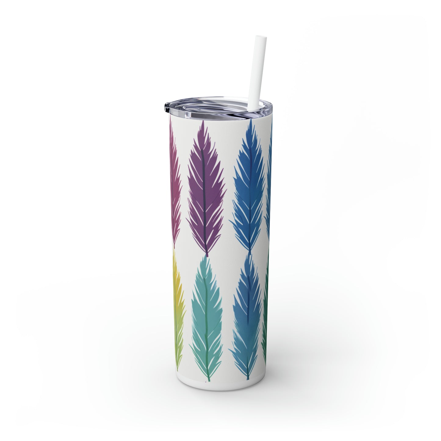 Feathered Harmony 20-Ounce Steel Skinny Tumbler with Lid and Straw - Dyborn Designs