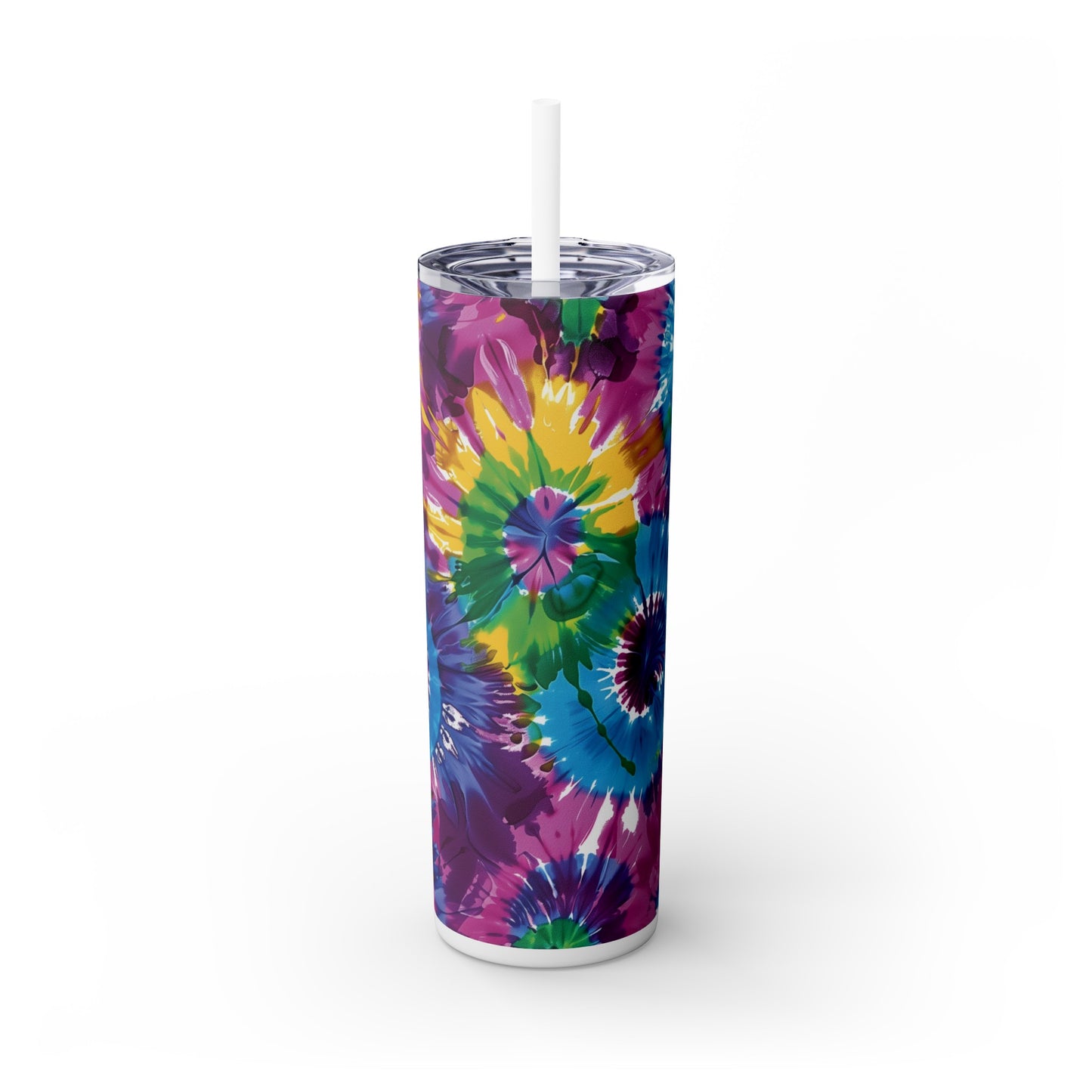 Tie-Dye Splash 20oz Insulated Stainless Steel Skinny Tumbler with Lid and Straw - Dyborn Designs