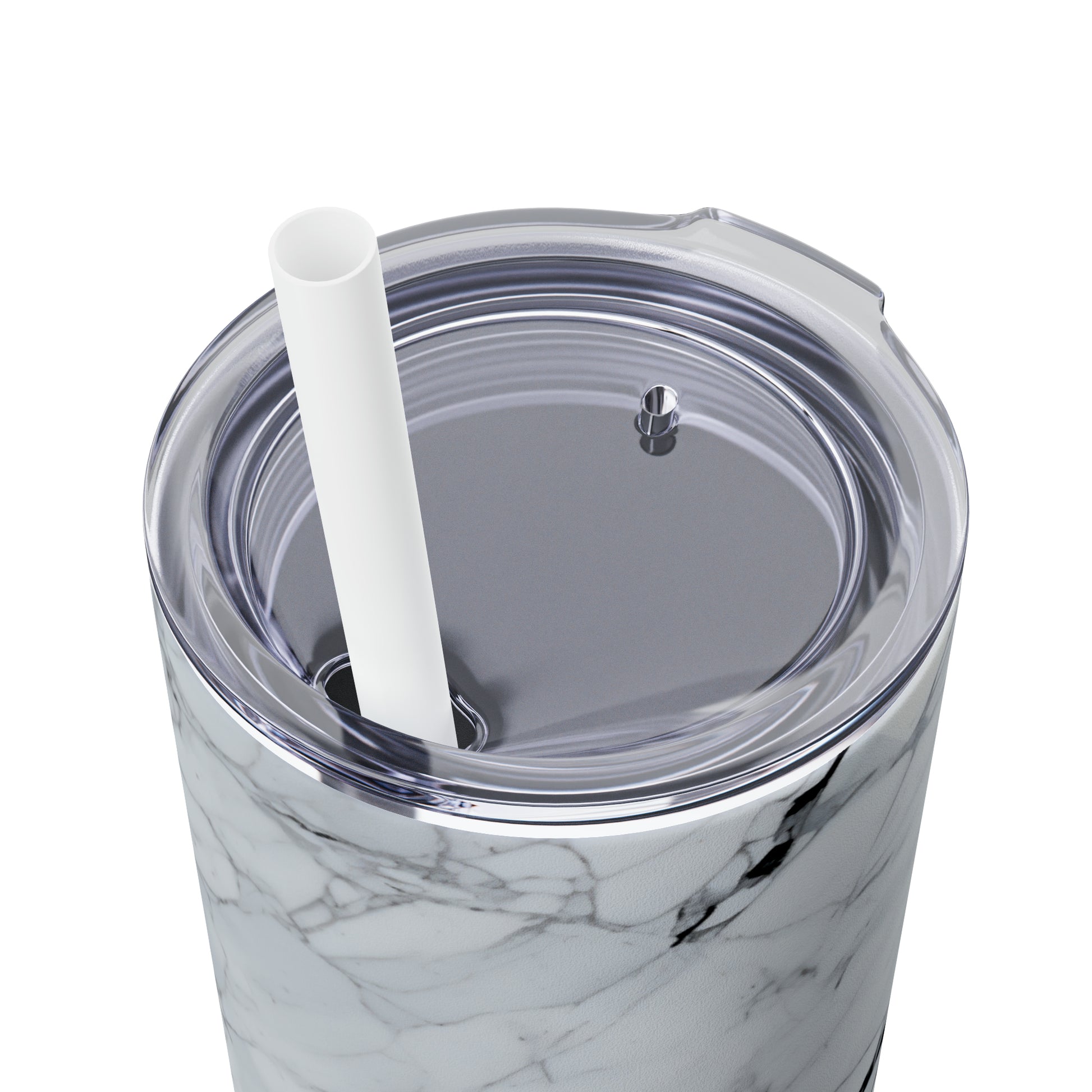 Gray Marble 20-Ounce Steel Skinny Tumbler with Lid and Straw - Dyborn Designs