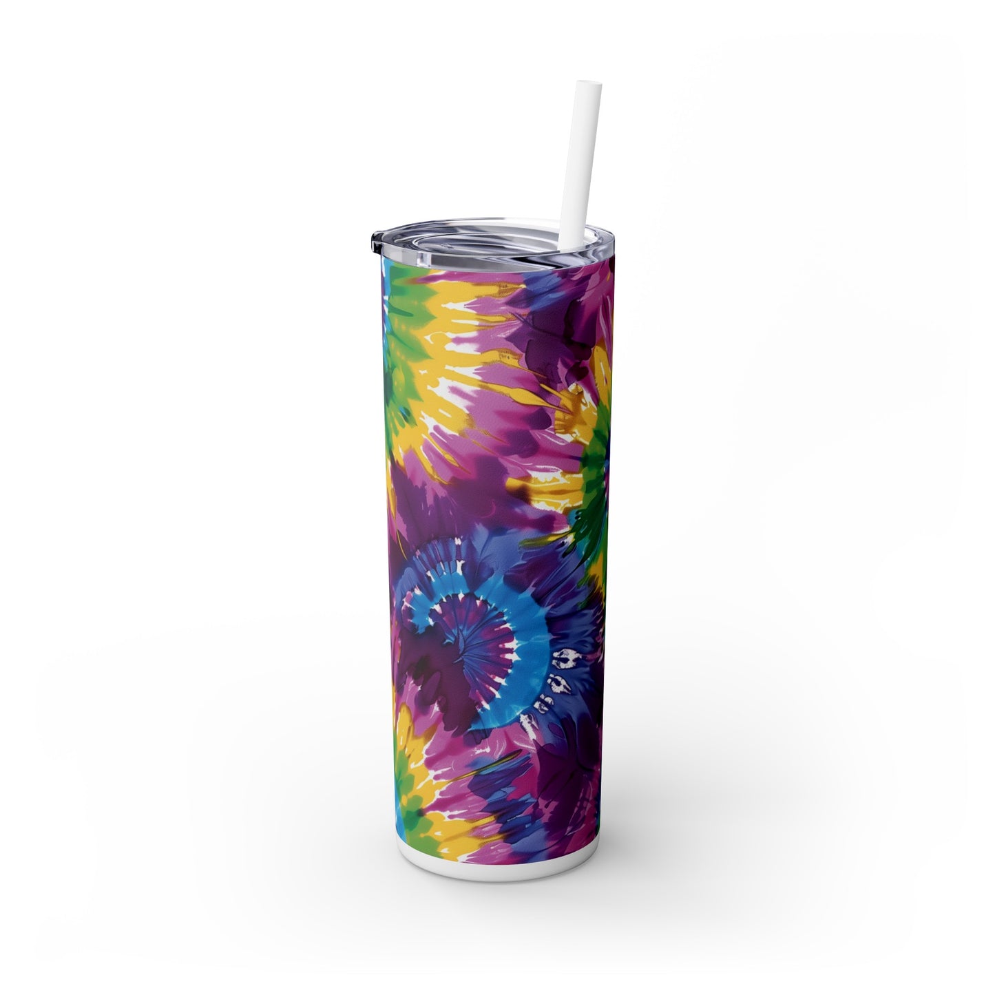 Tie-Dye Splash 20oz Insulated Stainless Steel Skinny Tumbler with Lid and Straw - Dyborn Designs