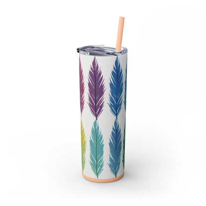 Feathered Harmony 20-Ounce Steel Skinny Tumbler with Lid and Straw - Dyborn Designs