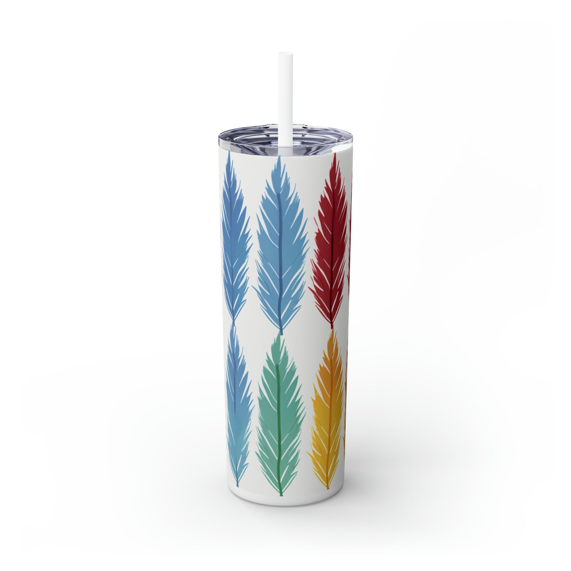 Feathered Harmony 20-Ounce Steel Skinny Tumbler with Lid and Straw - Dyborn Designs