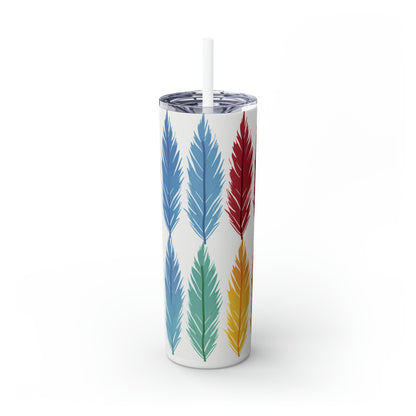 Feathered Harmony 20-Ounce Steel Skinny Tumbler with Lid and Straw - Dyborn Designs