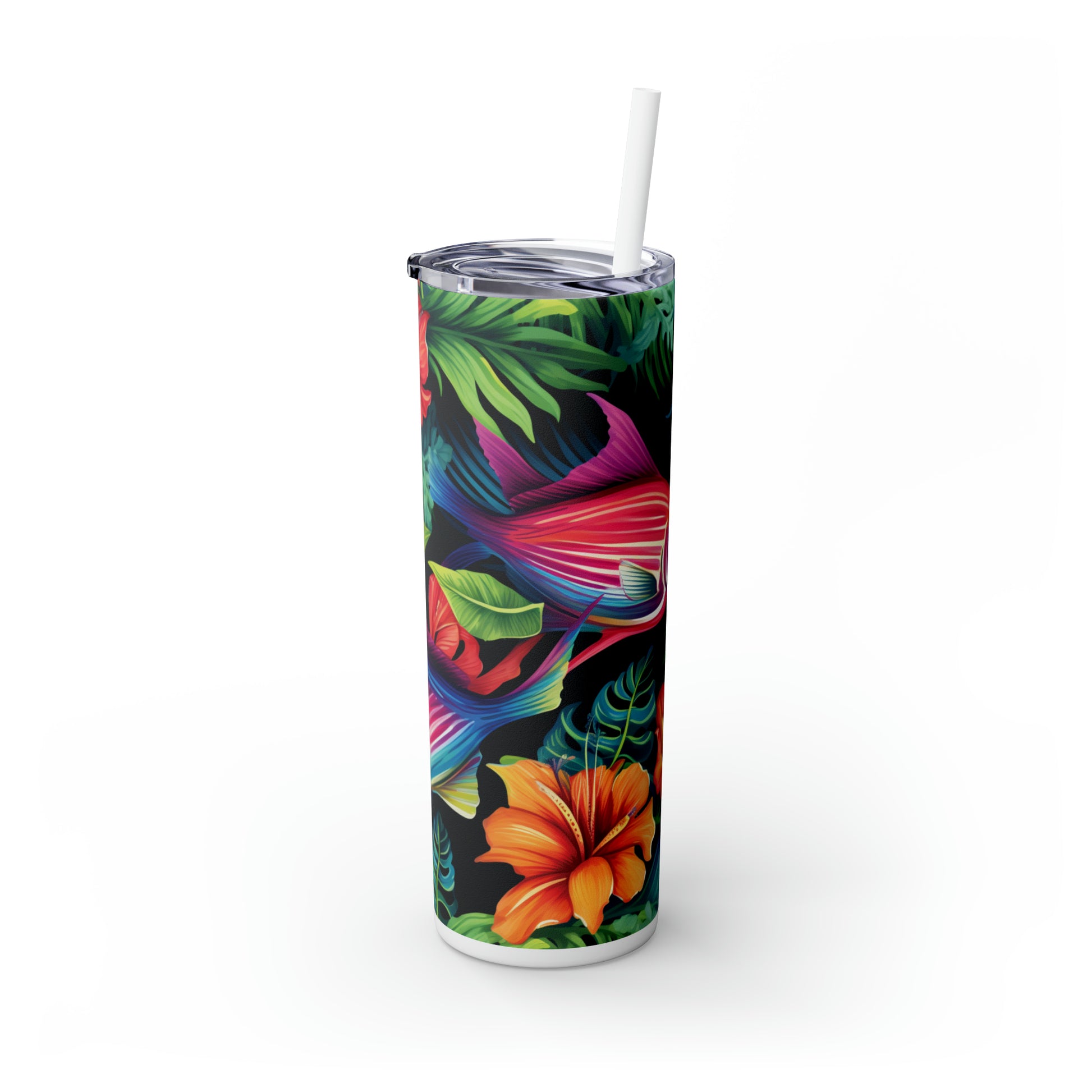 Tropical Vibes 20oz Insulated Stainless Steel Skinny Tumbler with Lid and Straw - Dyborn Designs