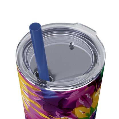 Tie-Dye Splash 20oz Insulated Stainless Steel Skinny Tumbler with Lid and Straw - Dyborn Designs