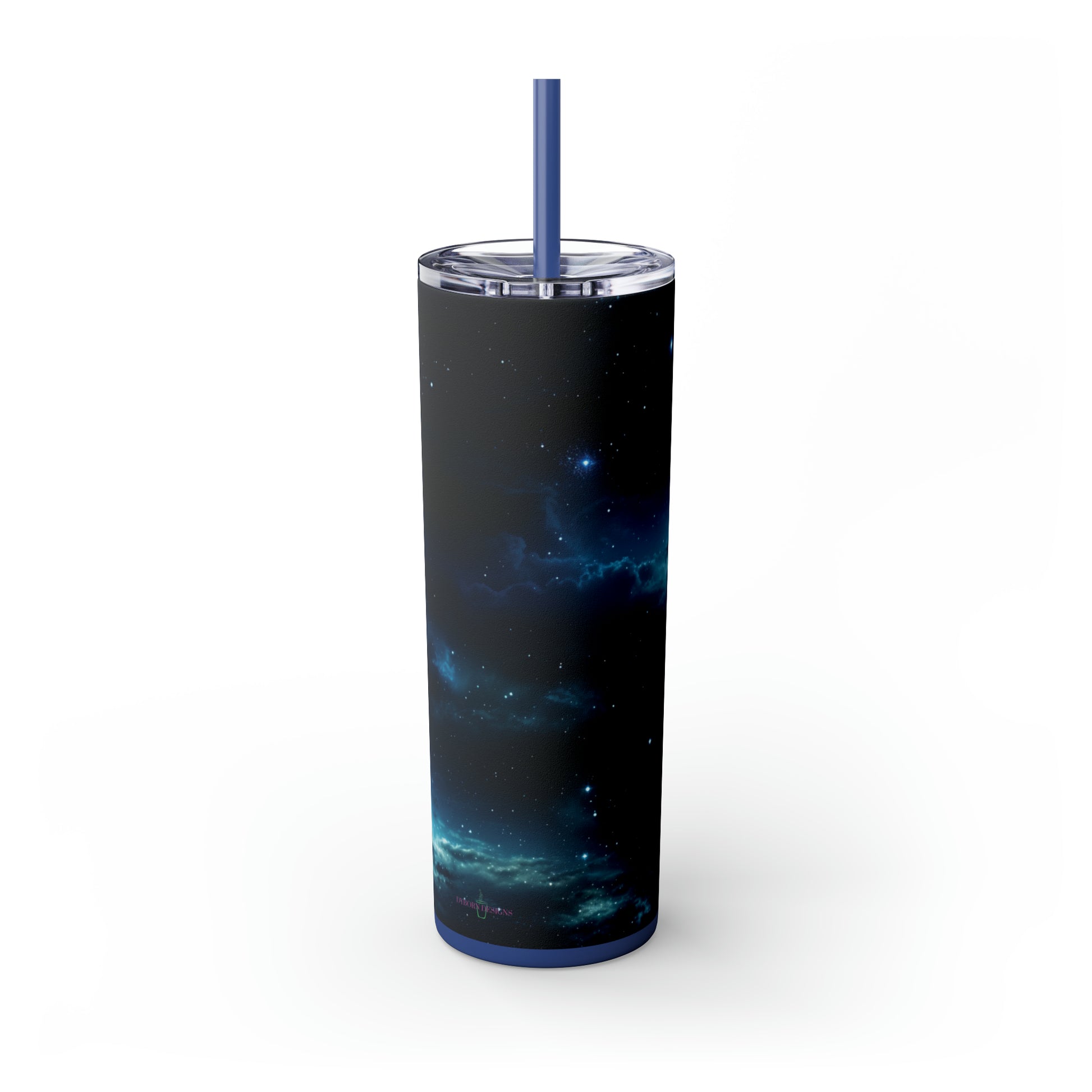 Midnight Realm 20-Ounce Steel Skinny Tumbler with Lid and Straw - Dyborn Designs