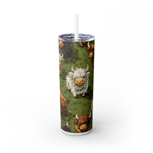 Highland Cows 20oz Insulated Stainless Steel Skinny Tumbler with Lid and Straw - Dyborn Designs