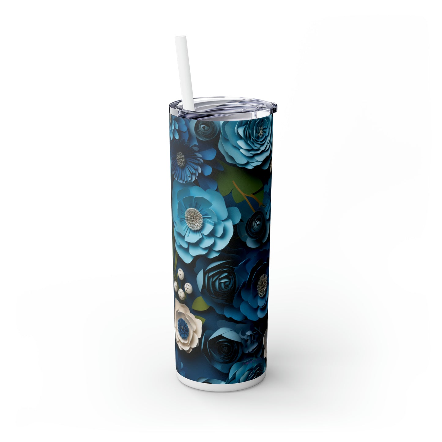 Paper Flowers 20oz Stainless Steel Skinny Tumbler with Lid & Straw - Dyborn Designs