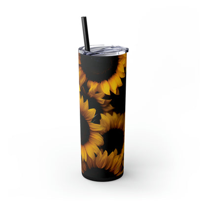 Yellow Sunflowers 20-Ounce Steel Skinny Tumbler with Lid and Straw - Dyborn Designs
