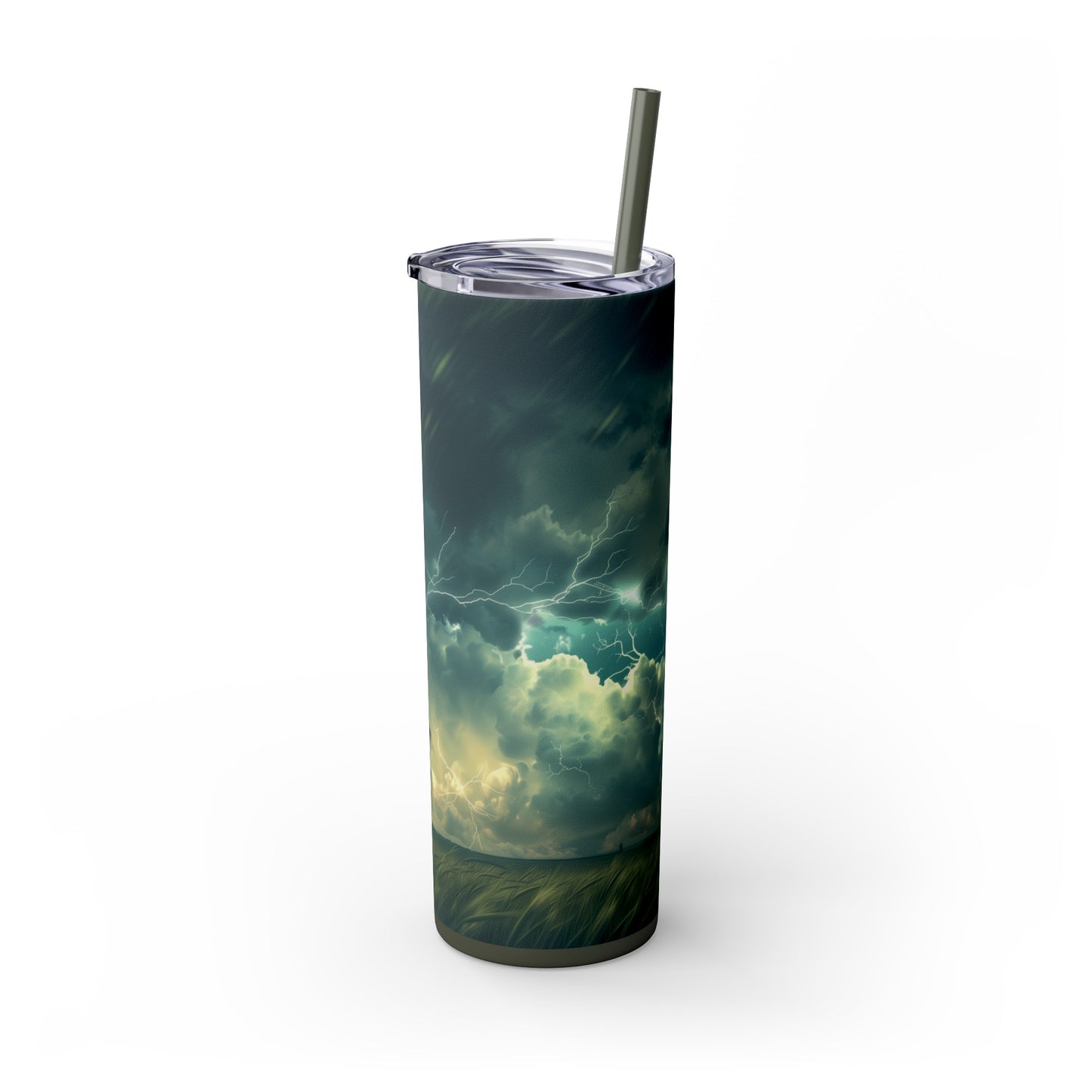 Lightning Storm 20oz Insulated Stainless Steel Skinny Tumbler with Lid and Straw - Dyborn Designs