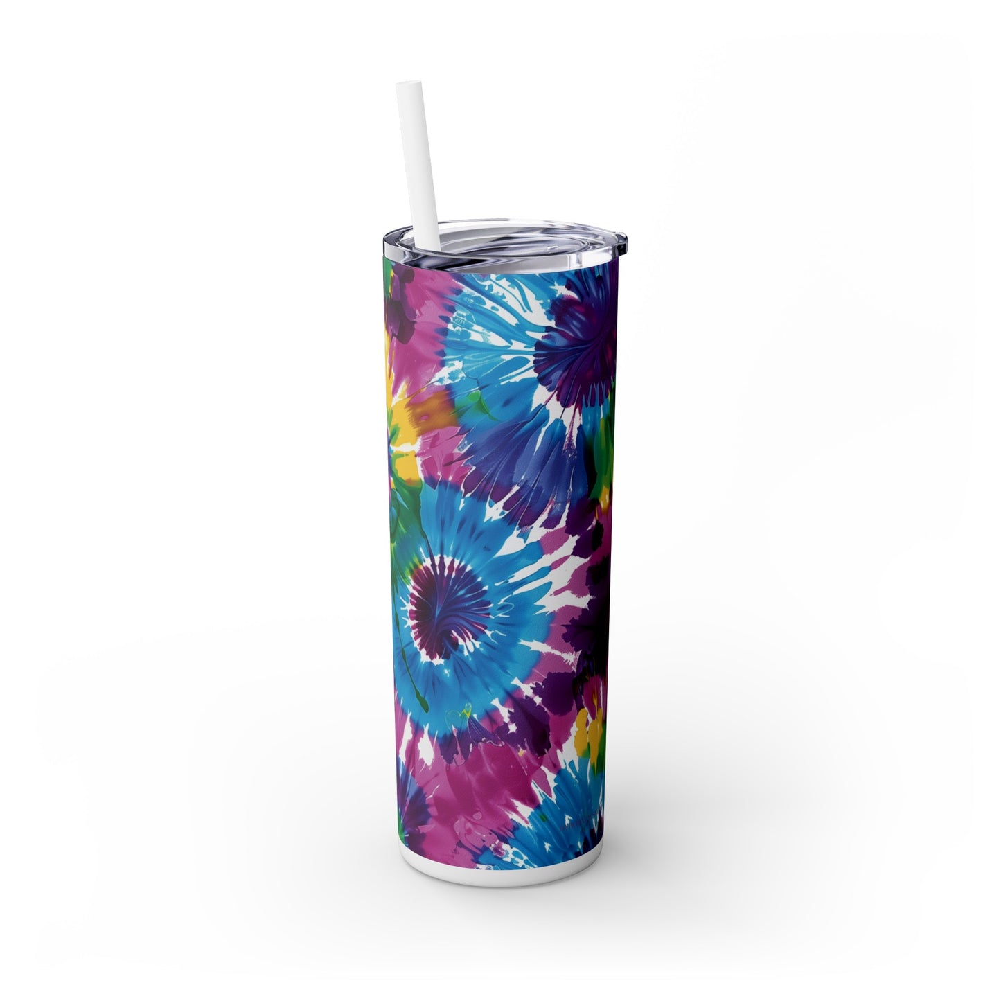 Tie-Dye Splash 20oz Insulated Stainless Steel Skinny Tumbler with Lid and Straw - Dyborn Designs