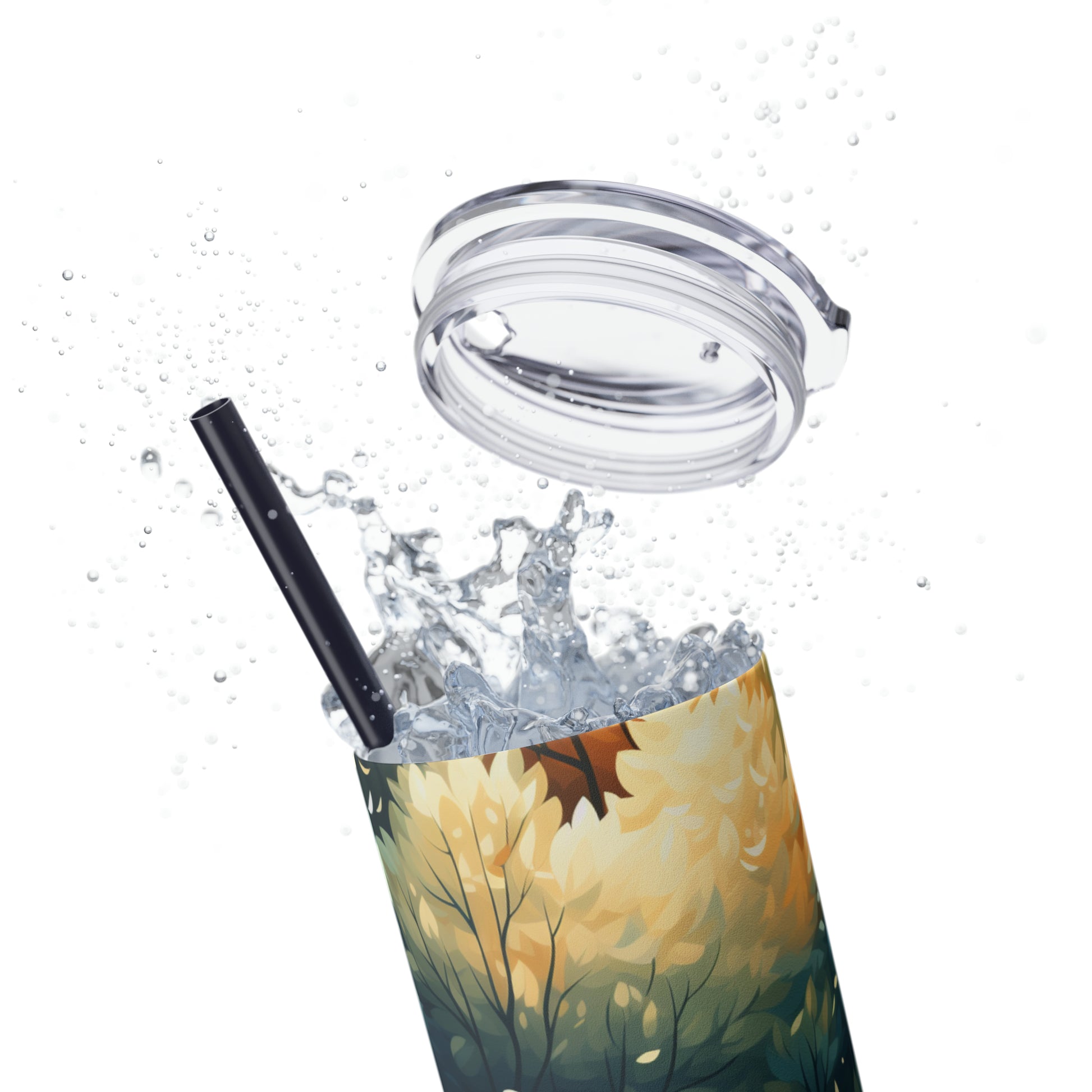 Autumn Sunset 20-Ounce Steel Skinny Tumbler with Lid and Straw - Dyborn Designs