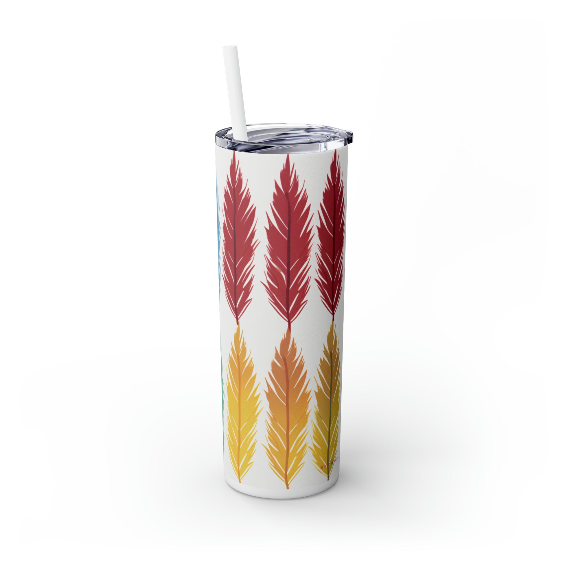 Feathered Harmony 20-Ounce Steel Skinny Tumbler with Lid and Straw - Dyborn Designs